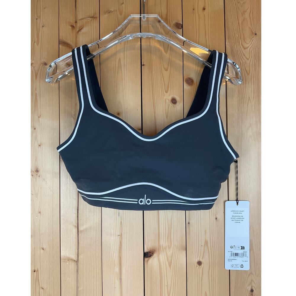 Alo Yoga Women’s Airbrush Heart Throb Sports Bra, Gray - Size M